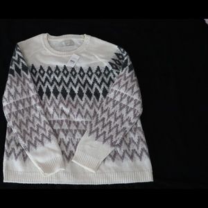 Loft wool white winter sweater diamond design